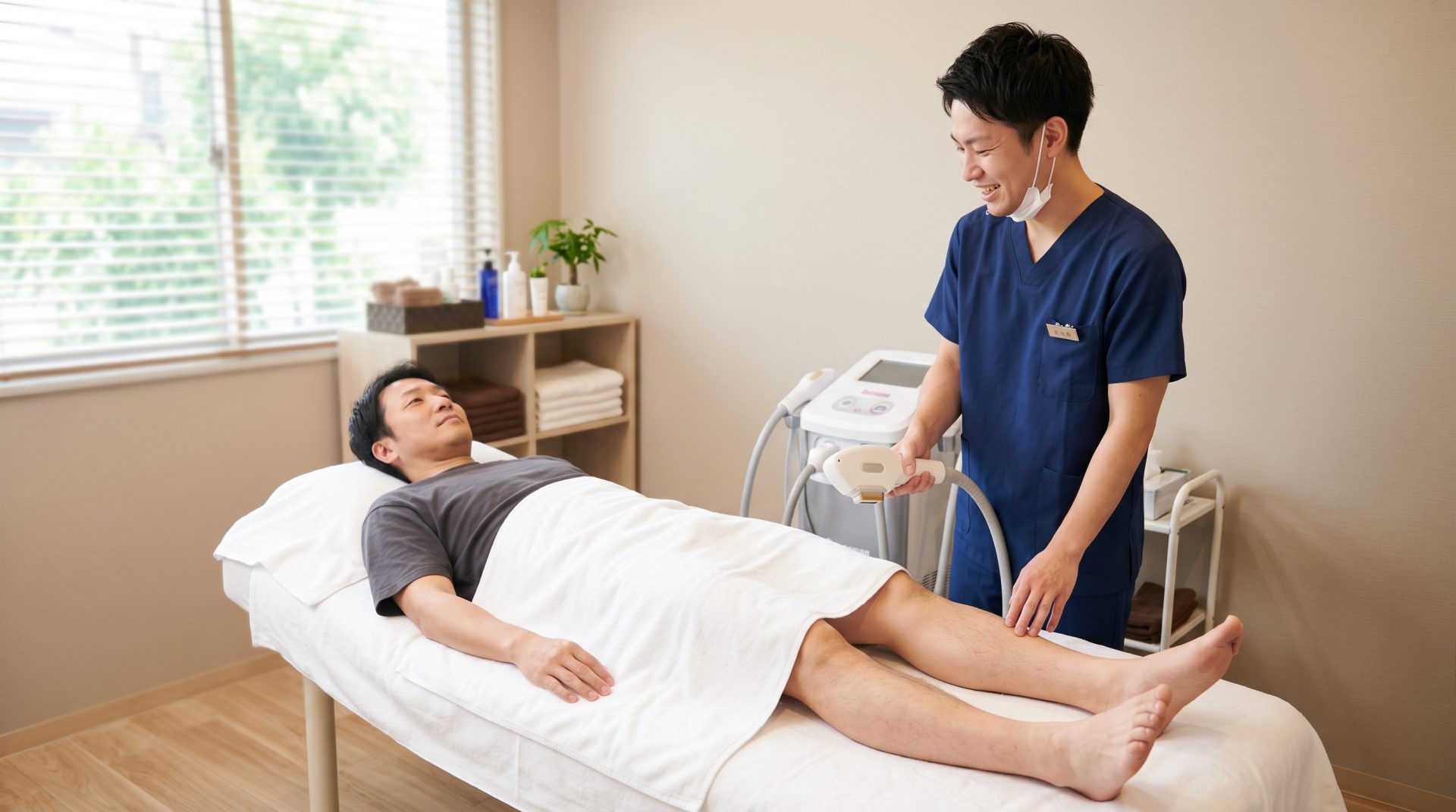 男性スタッフによるメンズ脱毛の施術イメージ